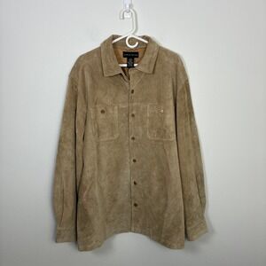 Croft & Barrow 100% Suede Leather Button Up Shirt Jacket Men's LT Western Retro